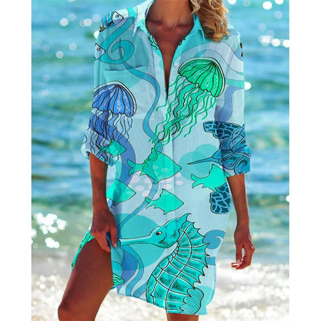 Długa bluzka Hawaii w kwiaty – Zoë