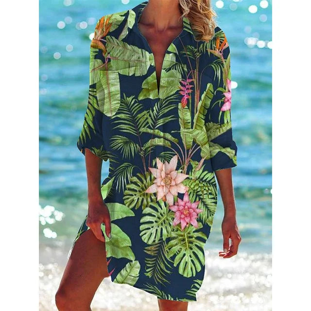 Długa bluzka Hawaii w kwiaty – Zoë