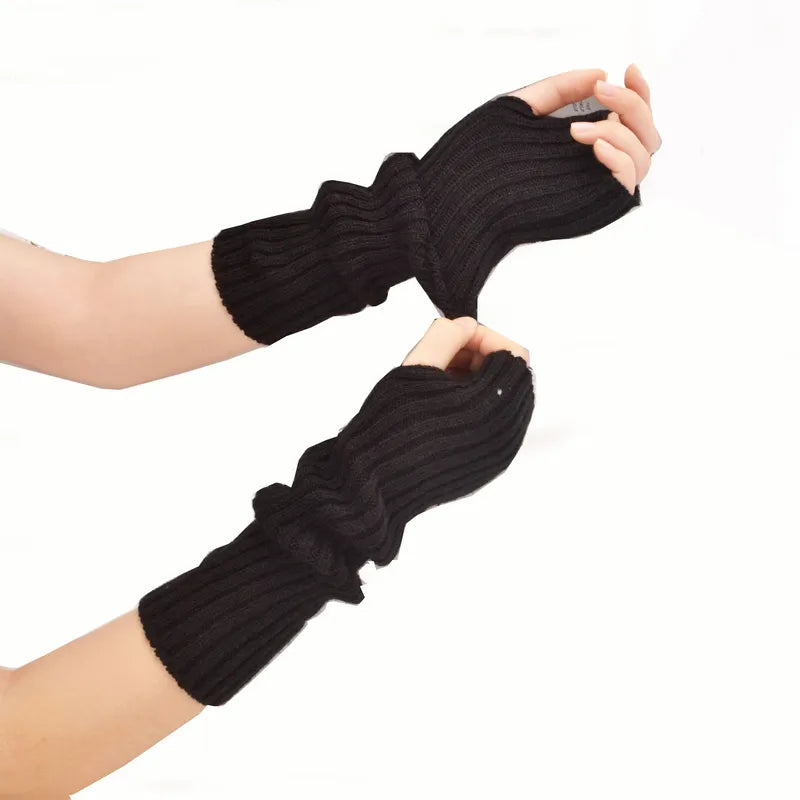 Długie bezpalcowe dzianinowe rękawiczki - FlexiWarm