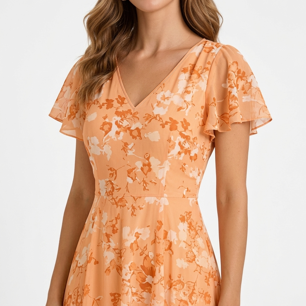 Kaminski | Elegancka Sukienka Maxi w Kwiaty z Dekoltem V Lilia