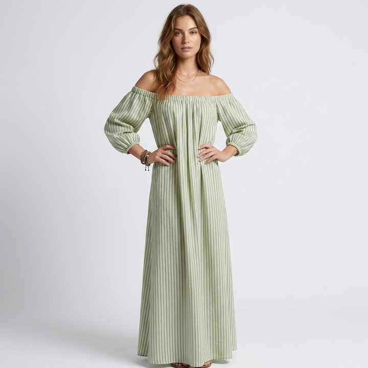 Kaminski | Oversize Sukienka Maxi z Odkrytymi Ramionami i Luźnymi Rękawami