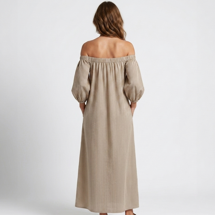 Kaminski | Oversize Sukienka Maxi z Odkrytymi Ramionami i Luźnymi Rękawami
