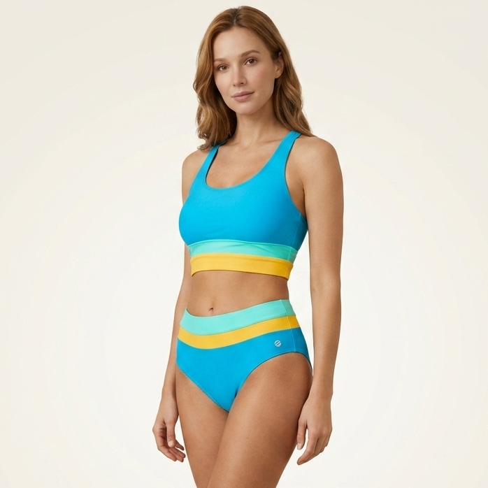 Kaminski | Damskie Bikini Color Block z Topem Sportowym
