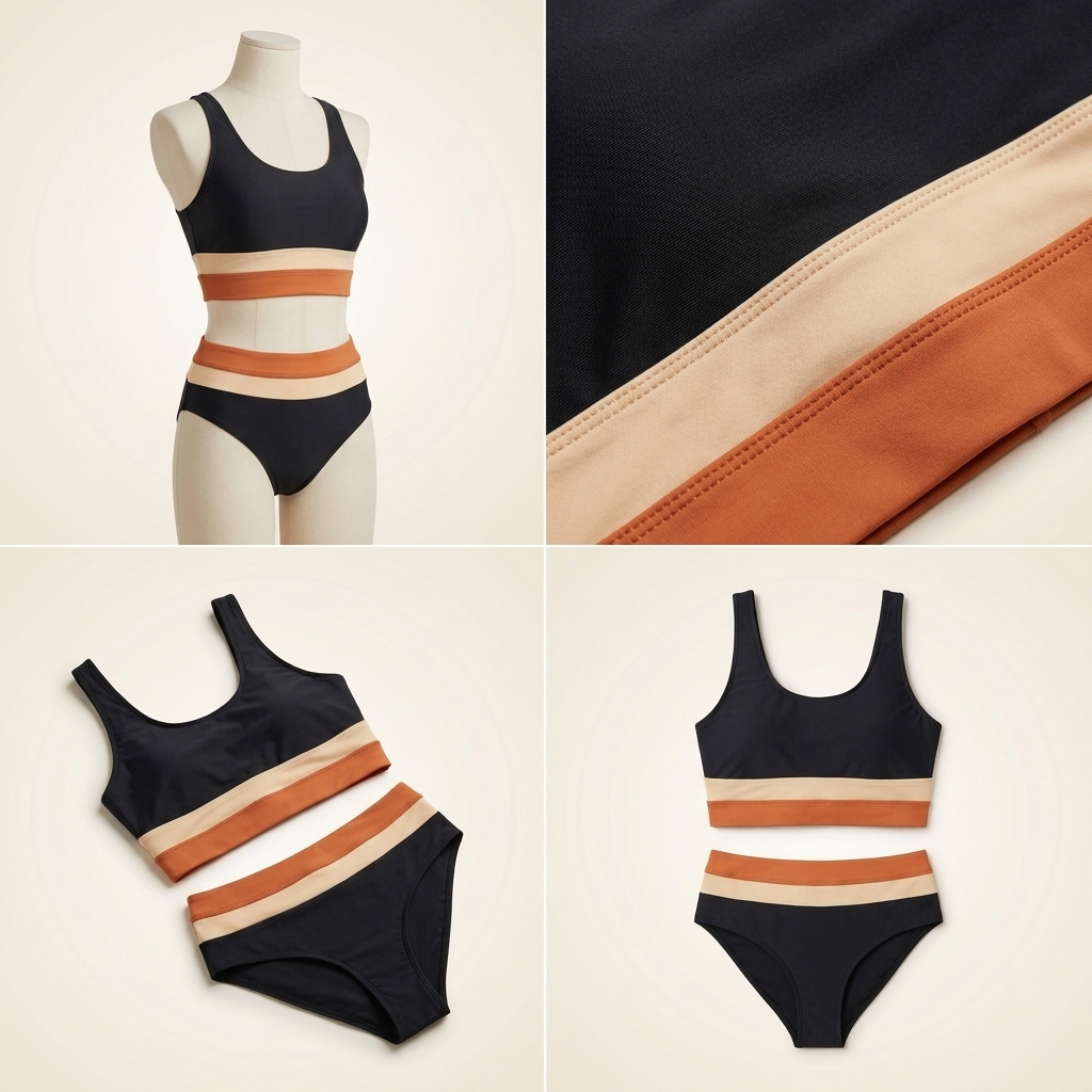 Kaminski | Damskie Bikini Color Block z Topem Sportowym