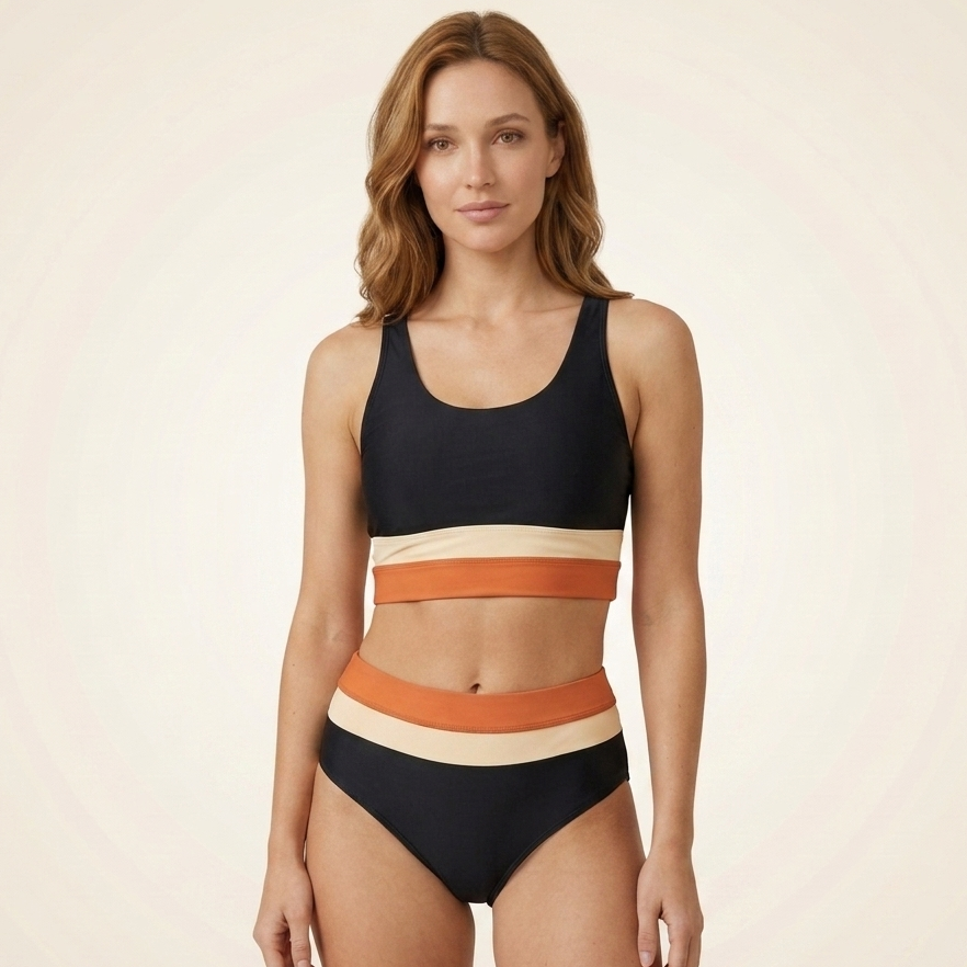 Kaminski | Damskie Bikini Color Block z Topem Sportowym