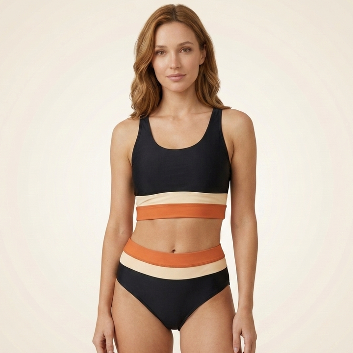 Kaminski | Damskie Bikini Color Block z Topem Sportowym