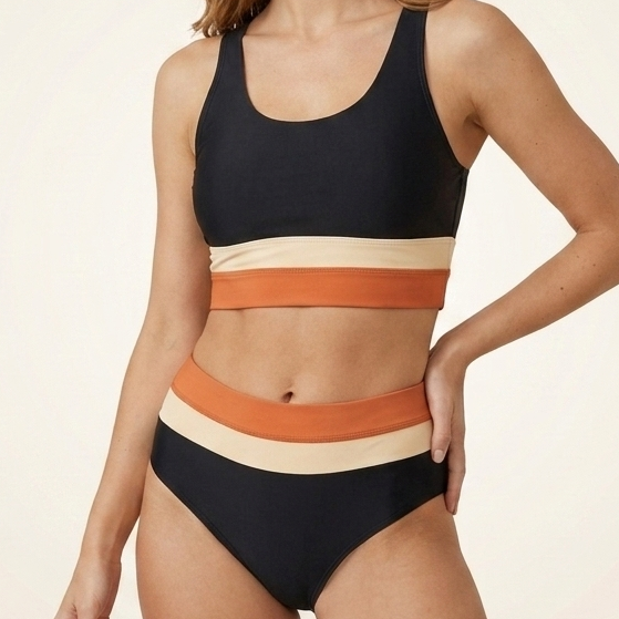 Kaminski | Damskie Bikini Color Block z Topem Sportowym