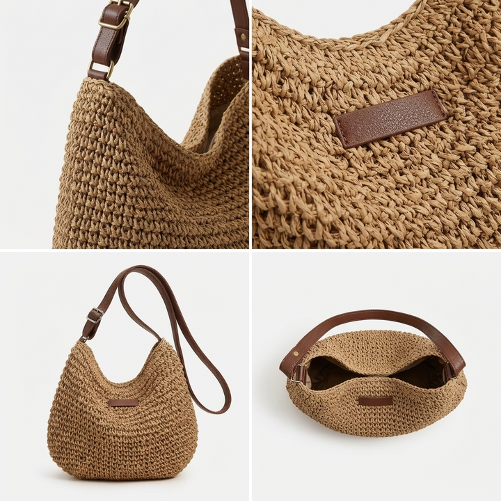 Kaminski | Pleciona Torebka Boho Damska na Ramię