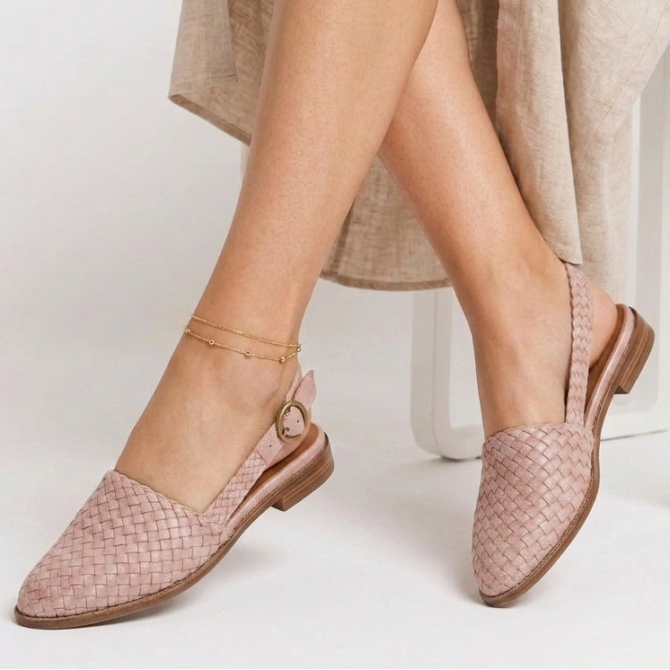 Kaminski | Damskie Plecione Loafersy Slingback z Regulowanym Paskiem
