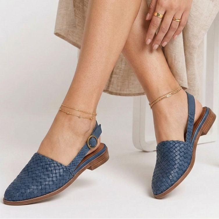 Kaminski | Damskie Plecione Loafersy Slingback z Regulowanym Paskiem