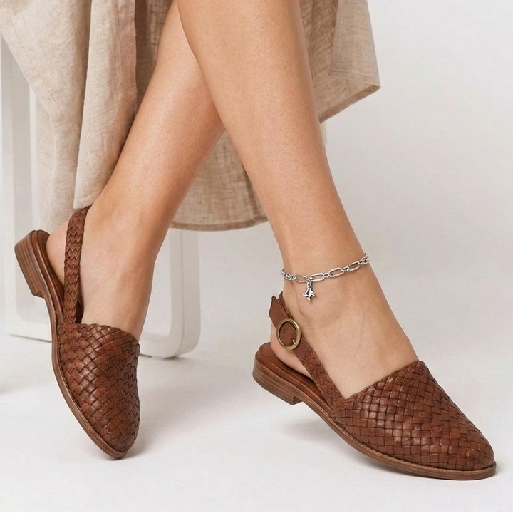 Kaminski | Damskie Plecione Loafersy Slingback z Regulowanym Paskiem