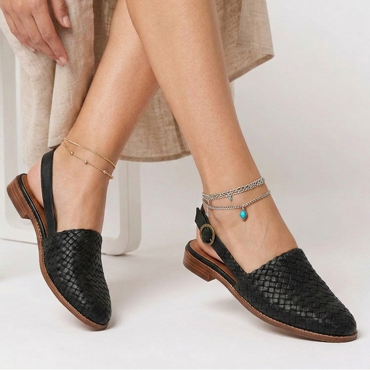 Kaminski | Damskie Plecione Loafersy Slingback z Regulowanym Paskiem