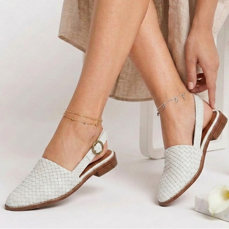Kaminski | Damskie Plecione Loafersy Slingback z Regulowanym Paskiem