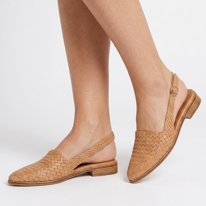 Kaminski | Damskie Plecione Loafersy Slingback z Regulowanym Paskiem