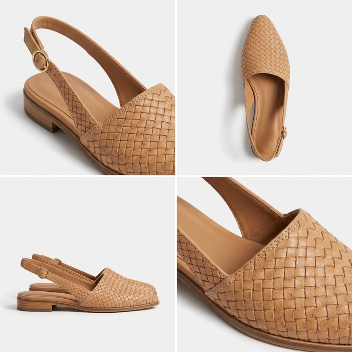 Kaminski | Damskie Plecione Loafersy Slingback z Regulowanym Paskiem