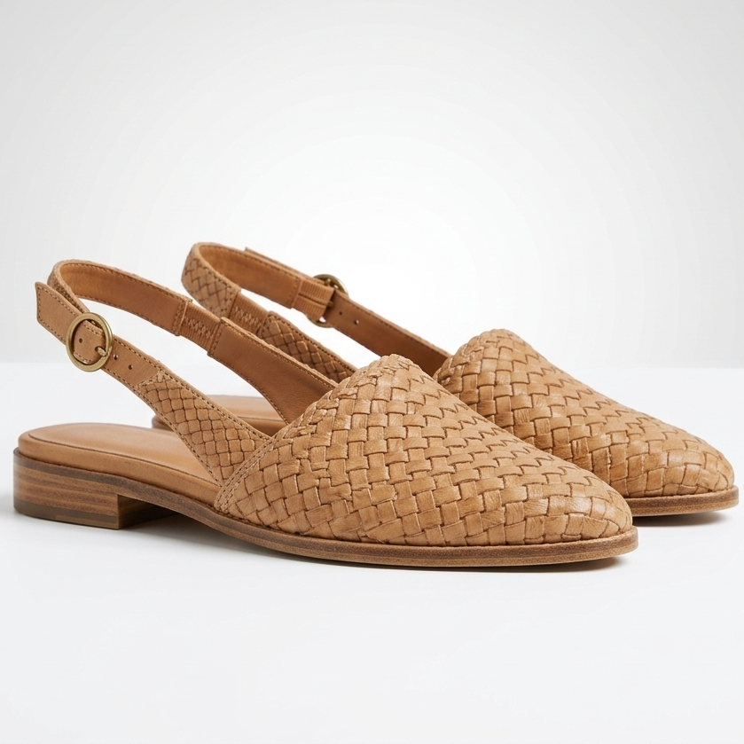 Kaminski | Damskie Plecione Loafersy Slingback z Regulowanym Paskiem