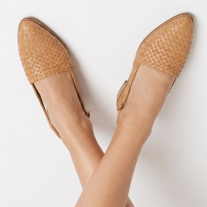 Kaminski | Damskie Plecione Loafersy Slingback z Regulowanym Paskiem