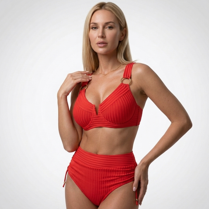 Kaminski | Damskie Bikini z Wysokim Stanem i Prążkowaną Tkaniną