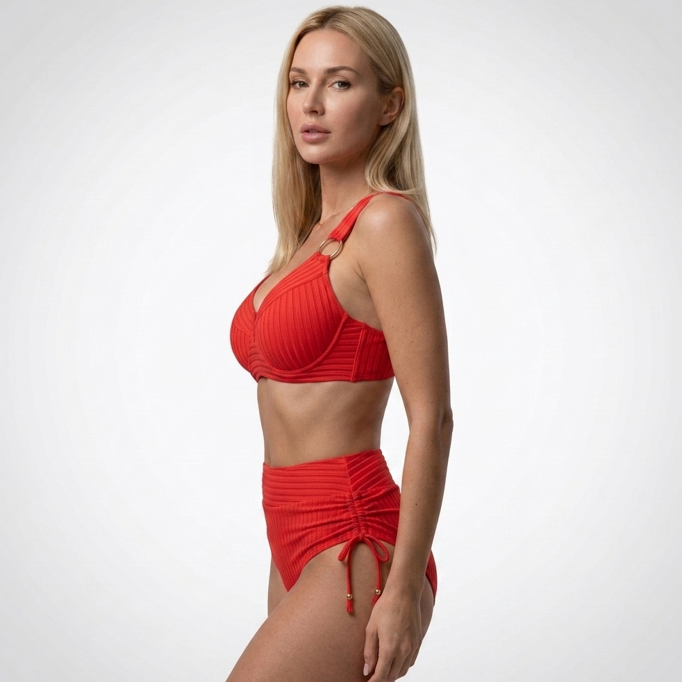Kaminski | Damskie Bikini z Wysokim Stanem i Prążkowaną Tkaniną