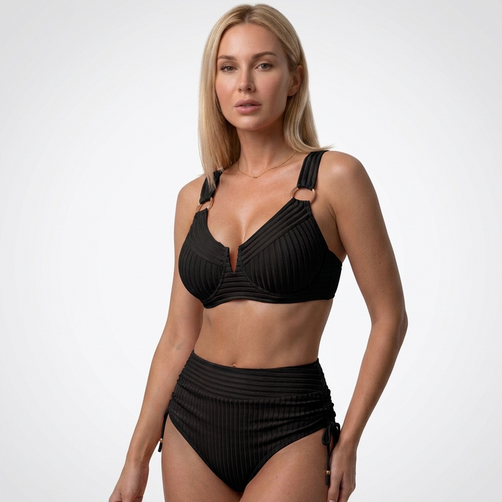 Kaminski | Damskie Bikini z Wysokim Stanem i Prążkowaną Tkaniną