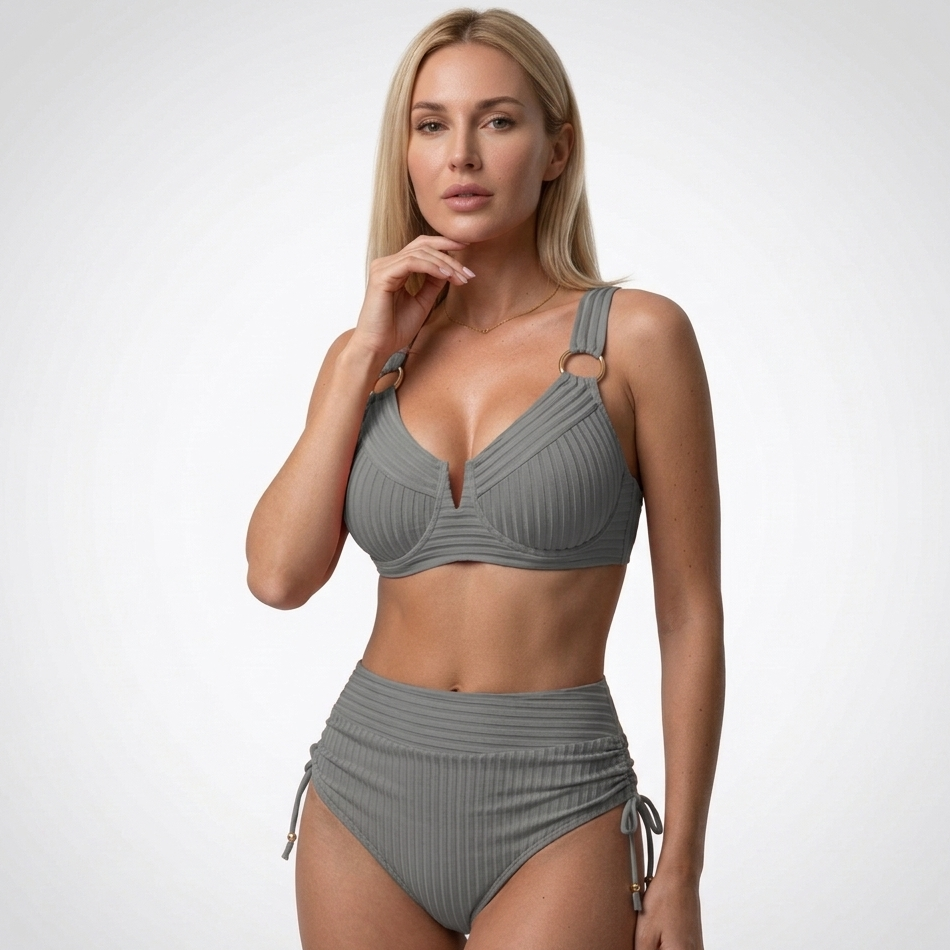 Kaminski | Damskie Bikini z Wysokim Stanem i Prążkowaną Tkaniną