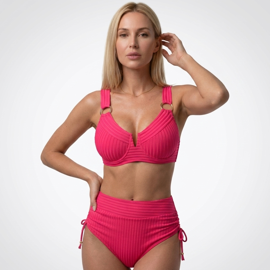 Kaminski | Damskie Bikini z Wysokim Stanem i Prążkowaną Tkaniną