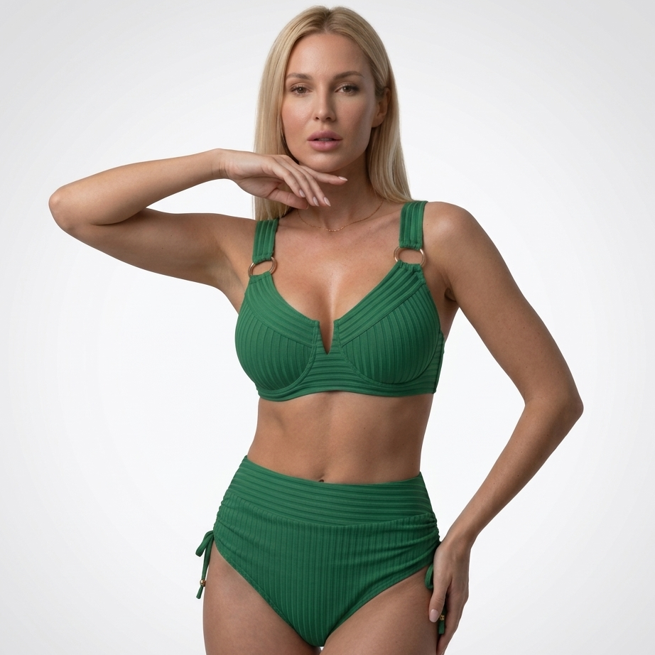Kaminski | Damskie Bikini z Wysokim Stanem i Prążkowaną Tkaniną