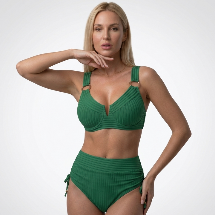 Kaminski | Damskie Bikini z Wysokim Stanem i Prążkowaną Tkaniną