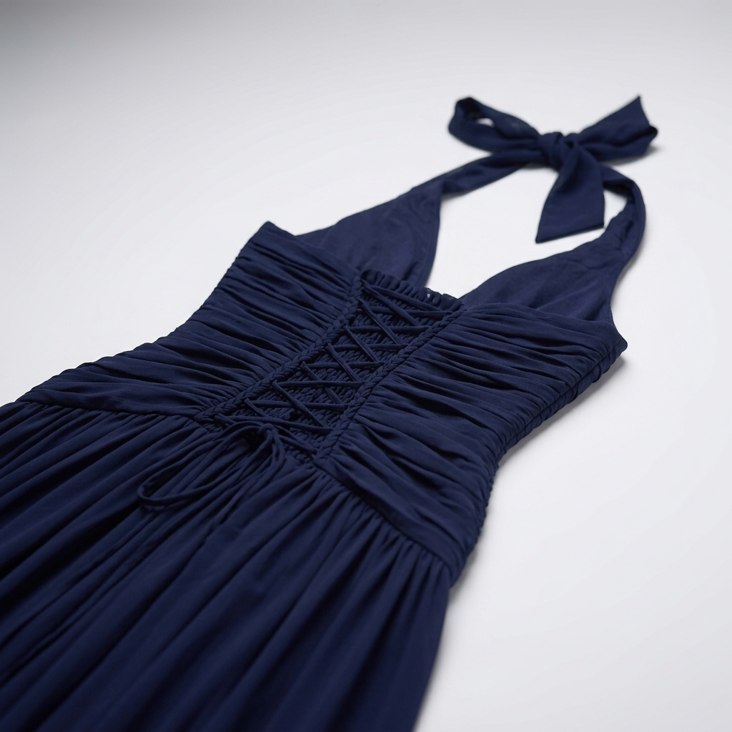 Kaminski | Elegancka Sukienka Maxi Halter z Głębokim Dekoltem i Rozcięciem