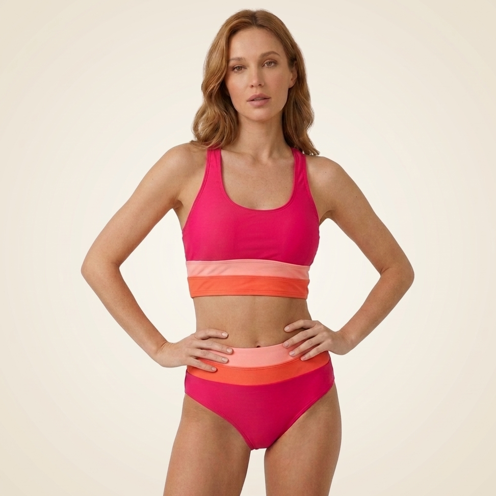 Kaminski | Damskie Bikini Color Block z Topem Sportowym