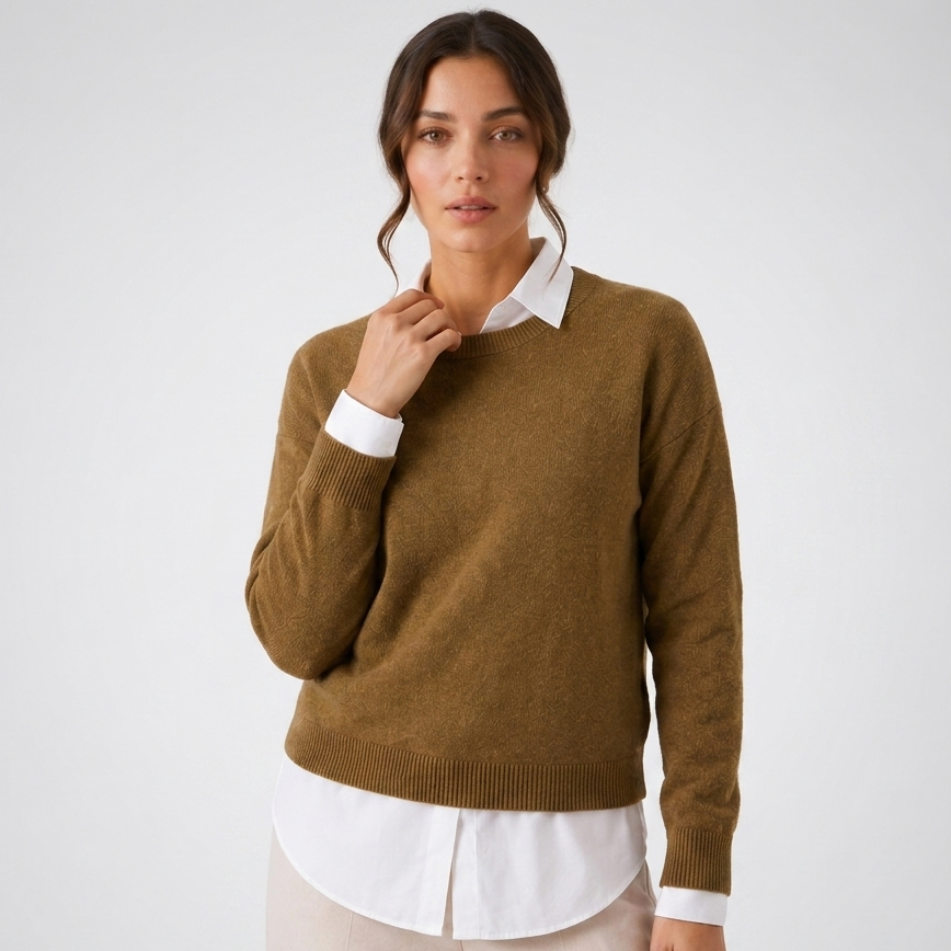 Kaminski | Damski sweter wełniany o eleganckim kroju i minimalistycznym wykończeniu | Jolanta