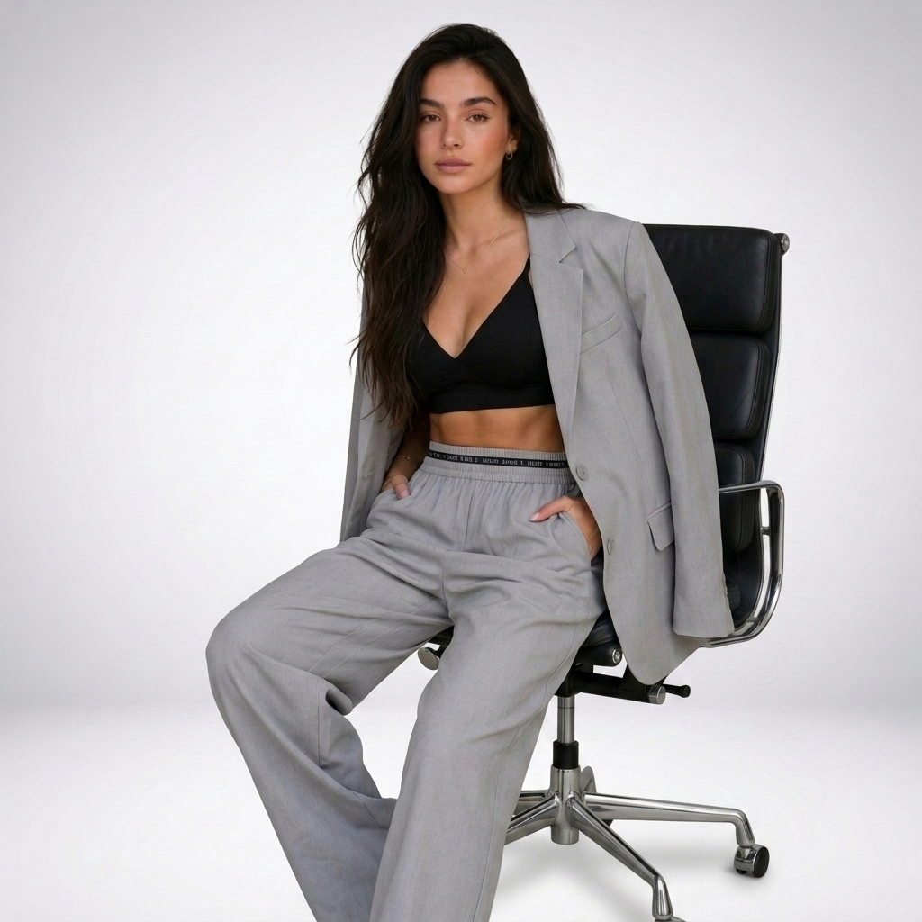 Kaminski | Elegancki Komplet z Marynarką i Szerokimi Spodniami