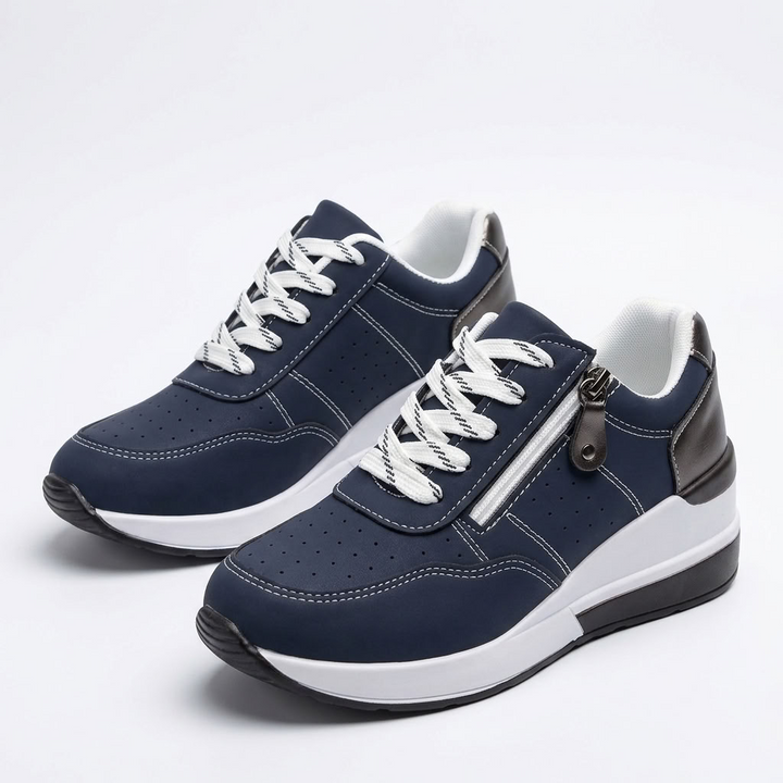 Kaminski | Sneakersy Ortopedyczne na Koturnie z Zamkiem i Sznurowaniem