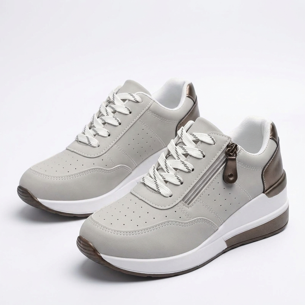 Kaminski | Sneakersy Ortopedyczne na Koturnie z Zamkiem i Sznurowaniem