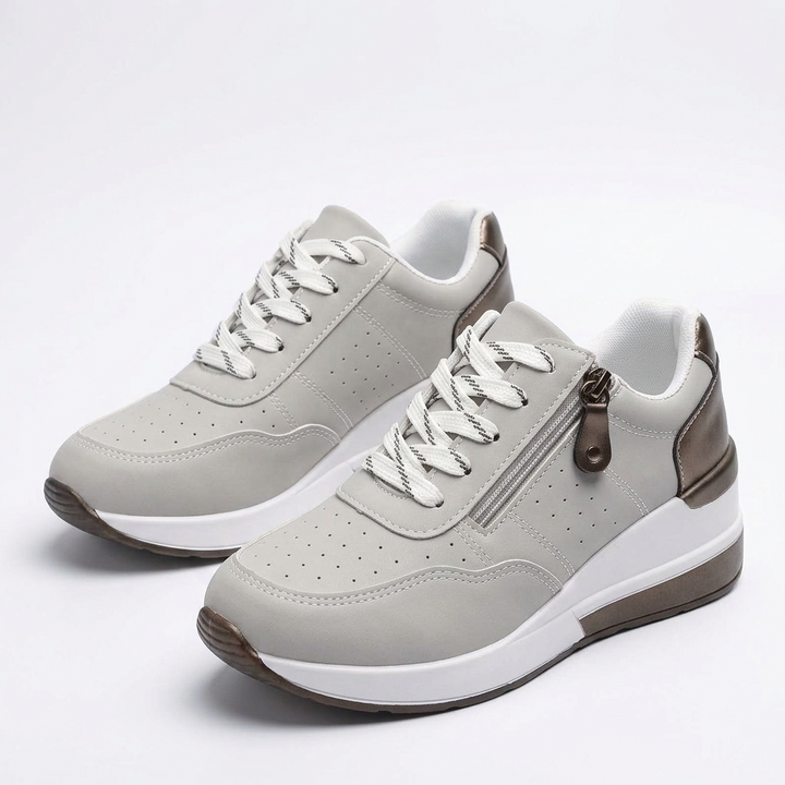 Kaminski | Sneakersy Ortopedyczne na Koturnie z Zamkiem i Sznurowaniem