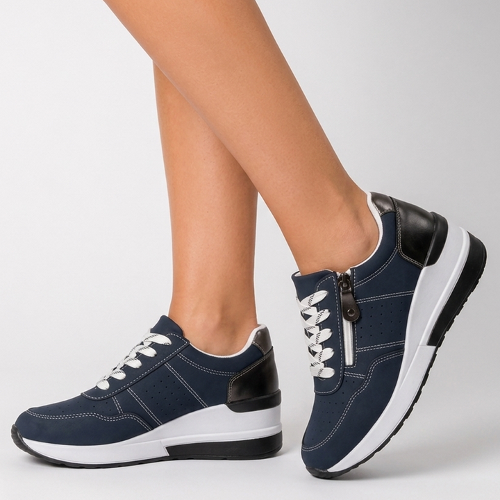 Kaminski | Sneakersy Ortopedyczne na Koturnie z Zamkiem i Sznurowaniem