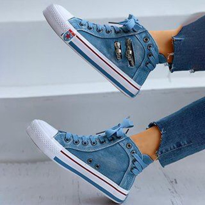 Trendy Wysokie Dżinsowe Sneakery Damskie – Selina