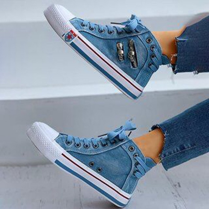 Trendy Wysokie Dżinsowe Sneakery Damskie – Selina