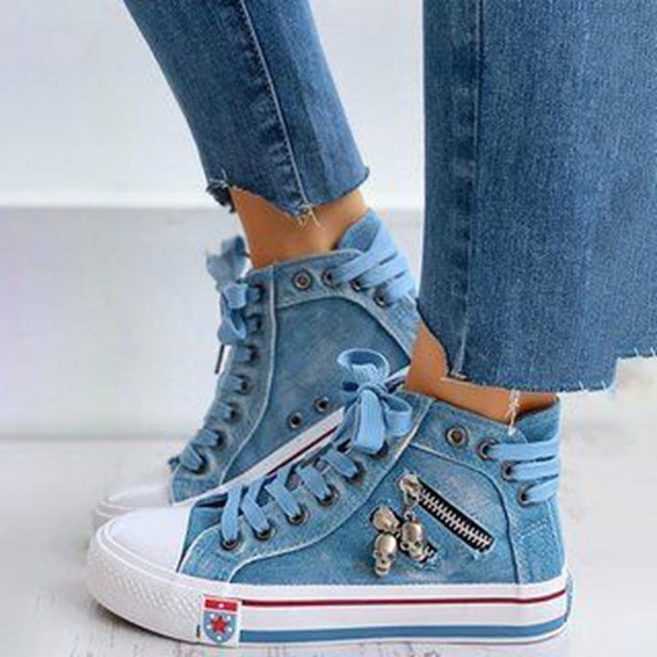 Trendy Wysokie Dżinsowe Sneakery Damskie – Selina