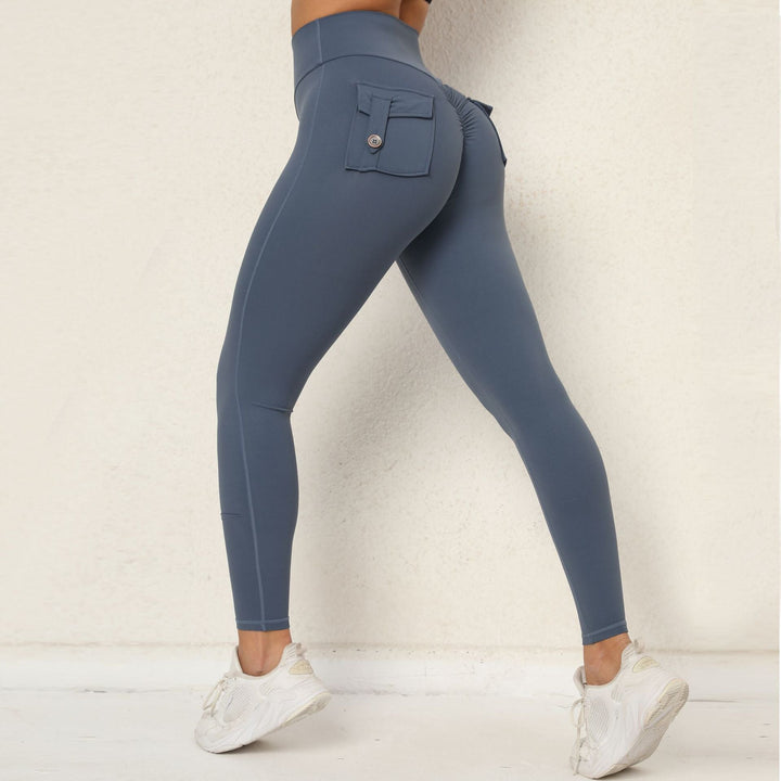 Dopasowane legginsy push up damskie wysoki stan z kieszenią