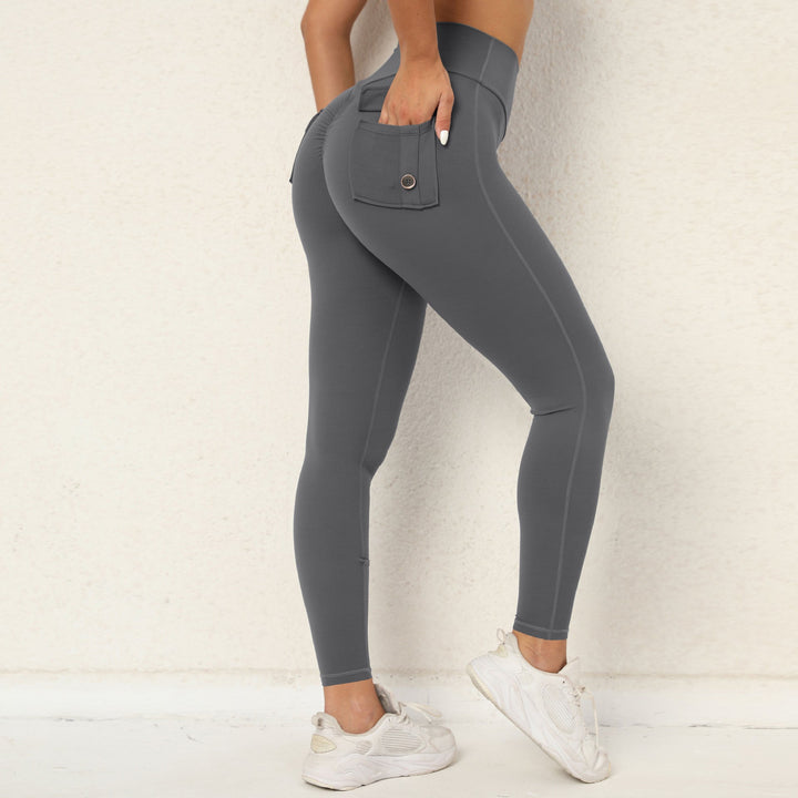 Dopasowane legginsy push up damskie wysoki stan z kieszenią