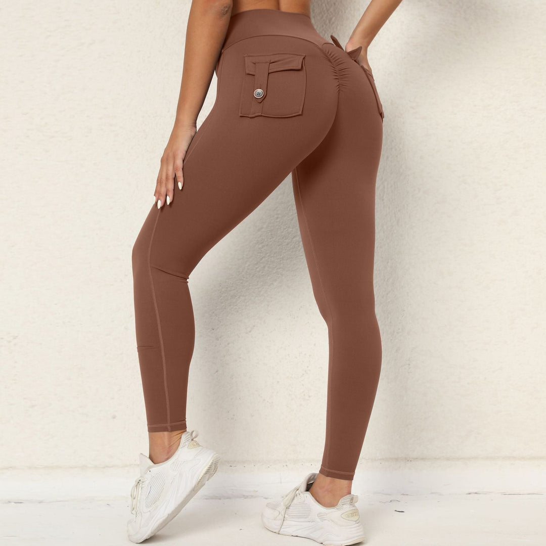 Dopasowane legginsy push up damskie wysoki stan z kieszenią
