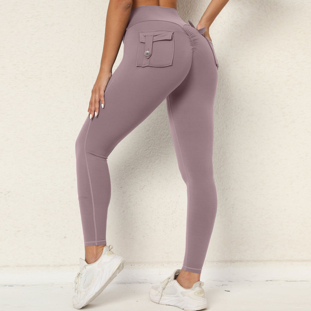Dopasowane legginsy push up damskie wysoki stan z kieszenią