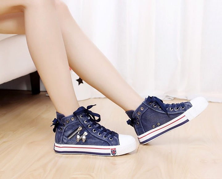 Trendy Wysokie Dżinsowe Sneakery Damskie – Selina