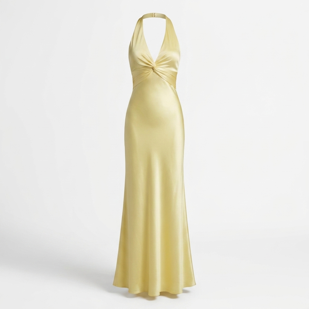Kaminski | Elegancka Damska Sukienka Maxi Halter z Drapowaniem