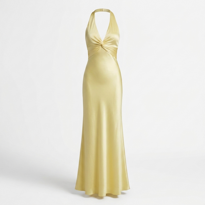 Kaminski | Elegancka Damska Sukienka Maxi Halter z Drapowaniem