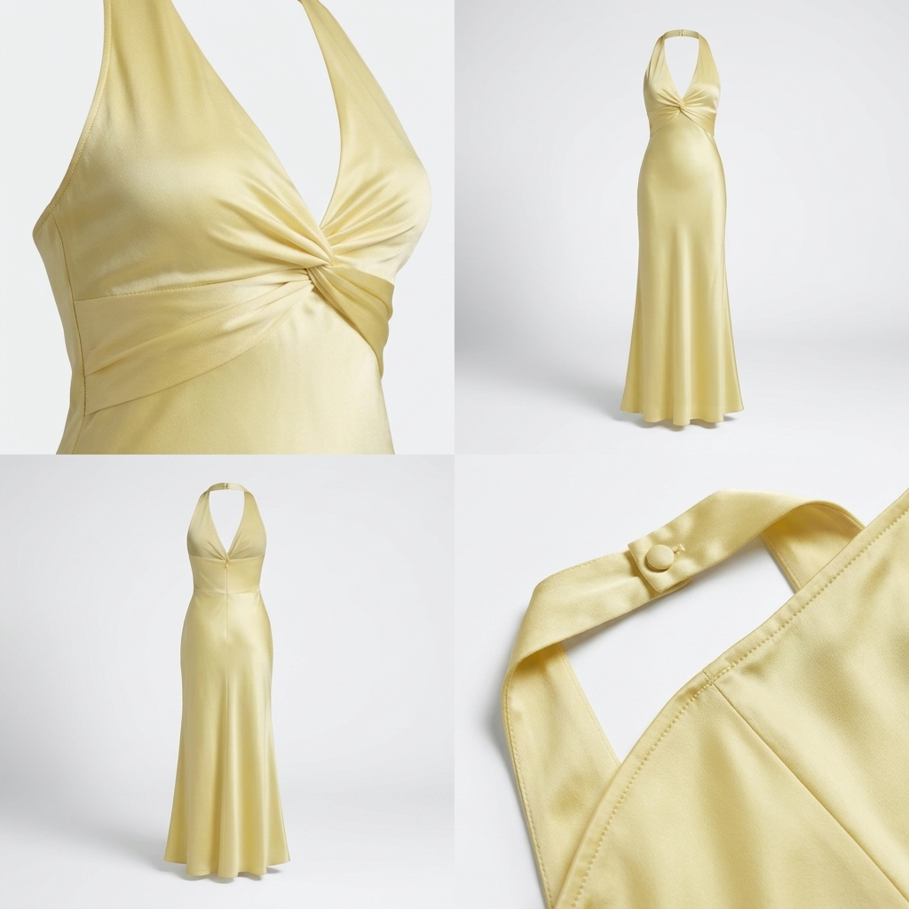 Kaminski | Elegancka Damska Sukienka Maxi Halter z Drapowaniem