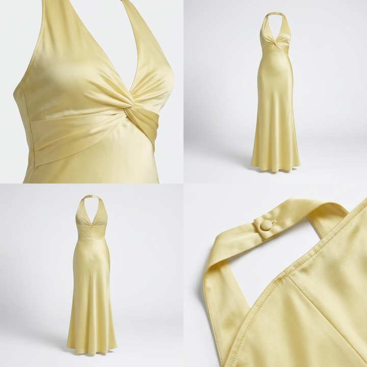 Kaminski | Elegancka Damska Sukienka Maxi Halter z Drapowaniem