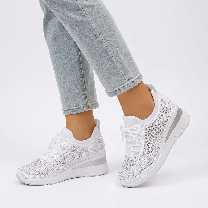 Kaminski | Damskie Sneakersy Ortopedyczne BONNIE z Cyrkoniami i Oddychającą Cholewką