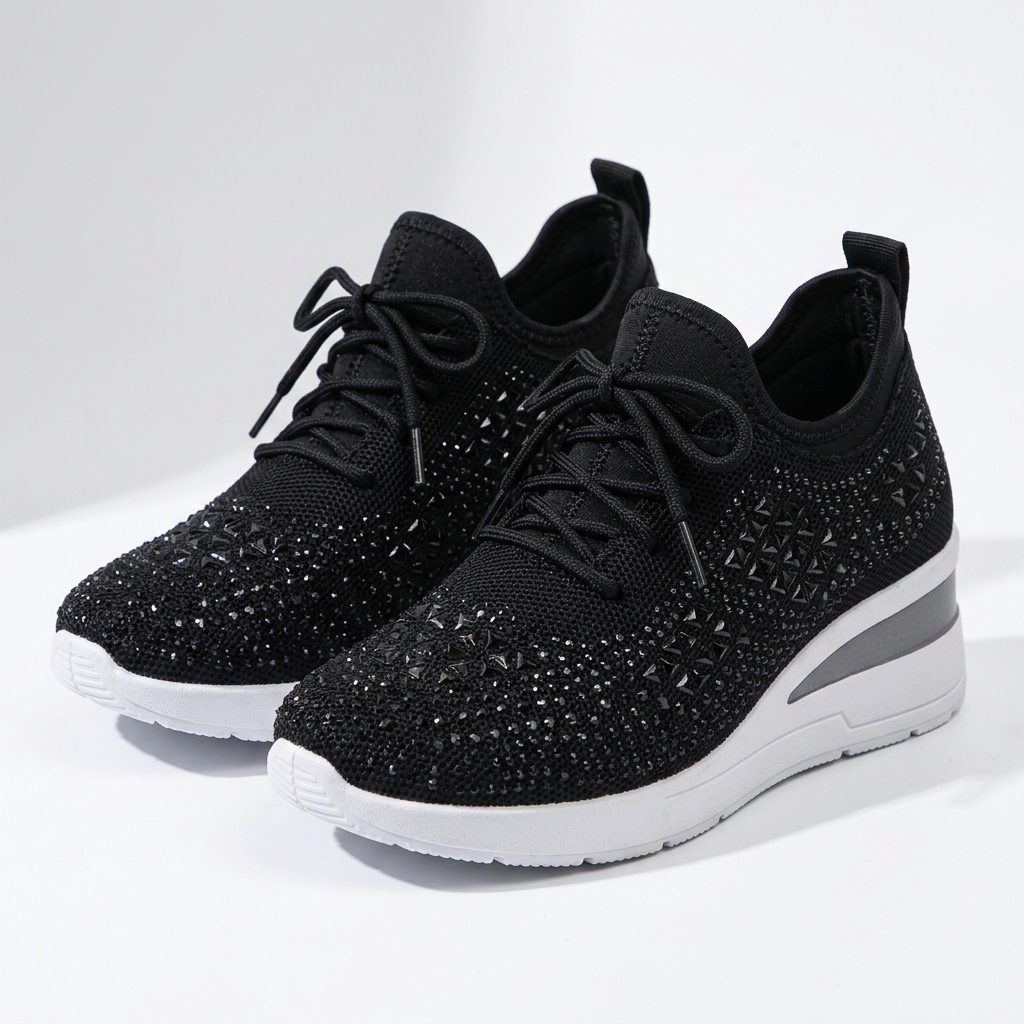 Kaminski | Damskie Sneakersy Ortopedyczne BONNIE z Cyrkoniami i Oddychającą Cholewką